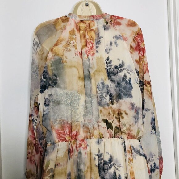 ZARA Women Floral Printed Midi Dress Size L Watercolor Artsy Beachy Blogger Fav - Picture 13 of 15